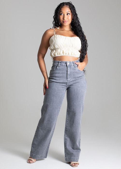 Calça Sawary Jeans Wide Leg Petit - 277965