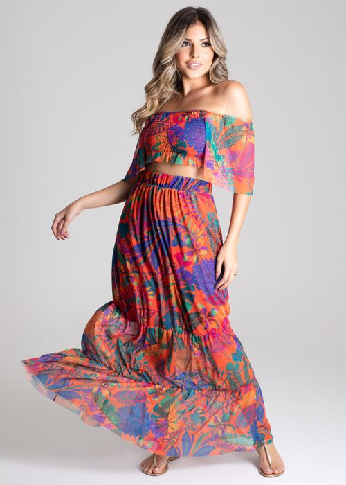 Saia Sawary Longa Estampada - 278736