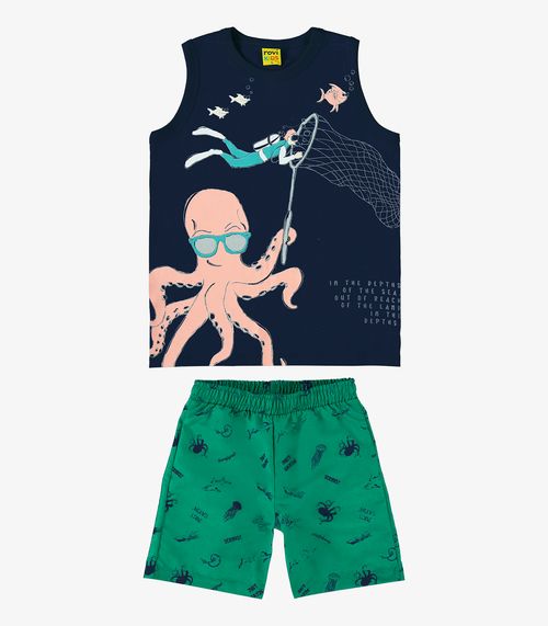 Conjunto Machão com Bermuda Rovi Kids Azul