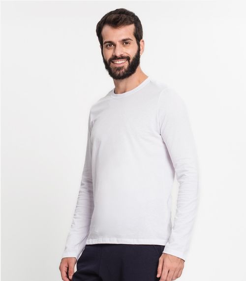 Kit 3 Camiseta Manga Longa Masculina  Meia Malha Kohmar Branco