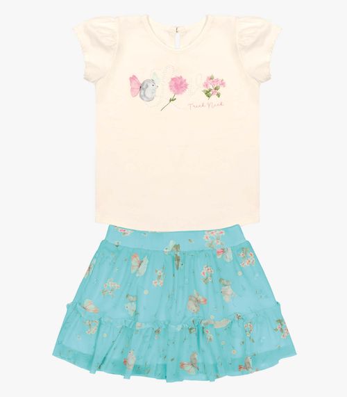 Conjunto Infantil Body Com Saia Trick Nick Azul