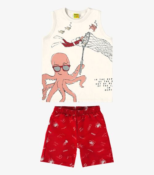 Conjunto Machão com Bermuda Rovi Kids Bege