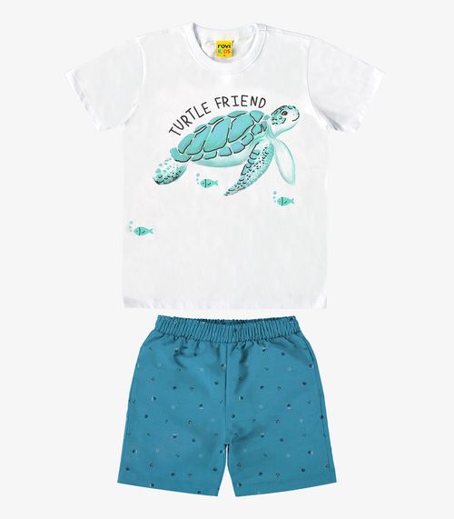 Conjunto Camiseta com Bermuda Rovi Kids Branco