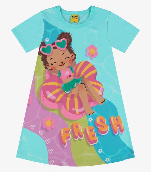 Vestido Infantil Com Estampa Rovi Kids Azul