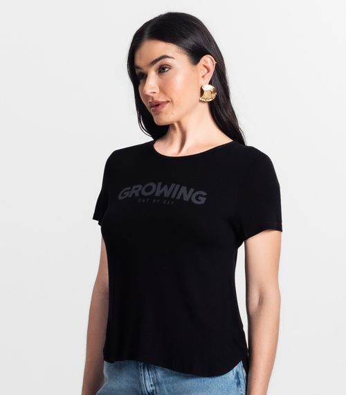 Blusa Feminina Manga Curta Preto