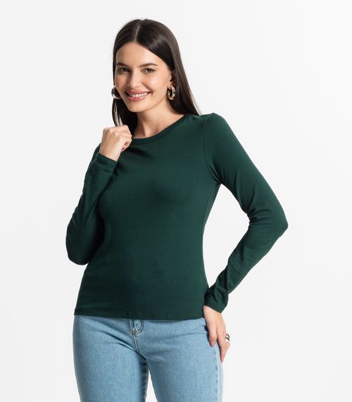 Blusa Manga Longa Básica Select Verde