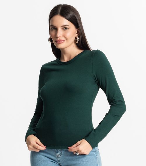 Blusa Manga Longa Básica Select Verde