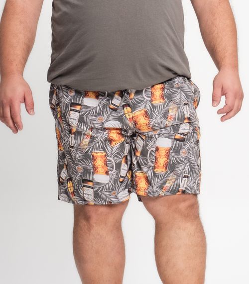 Bermuda Microfibra Elastano Estampada Nellonda Cinza