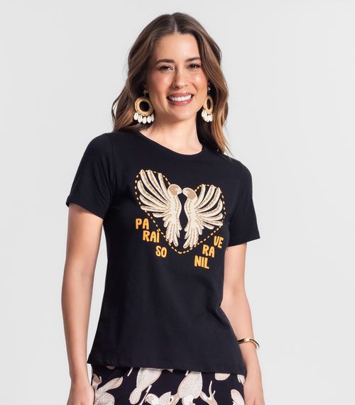Blusa Manga Curta Feminina Rovitex Preto