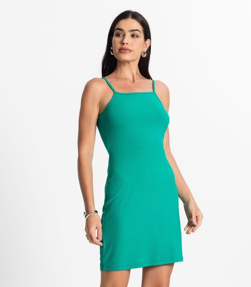 Vestido Canelado De Alça Select Verde