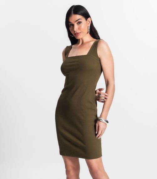 Vestido Canelado Feminino Select Verde