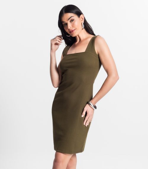 Vestido Canelado Feminino Select Verde