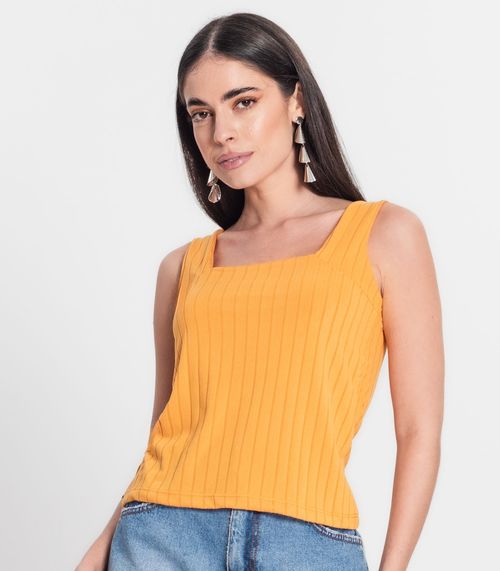 Regata Canelada Feminina Infinita Cor Amarelo