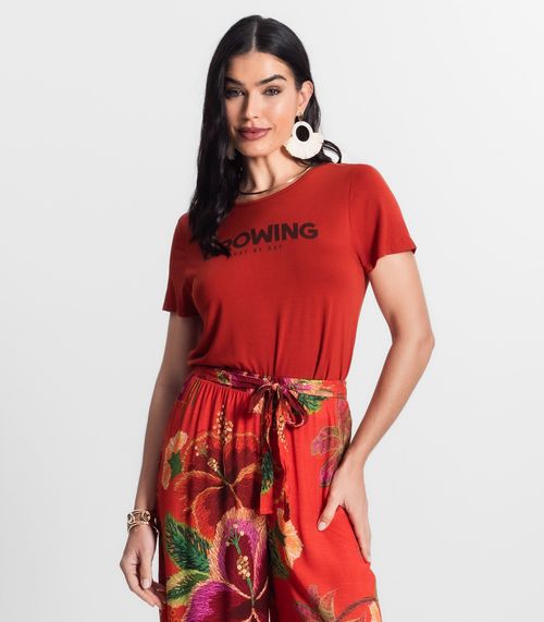 Blusa Feminina Manga Curta Laranja