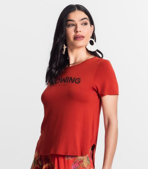 Blusa Feminina Manga Curta Laranja