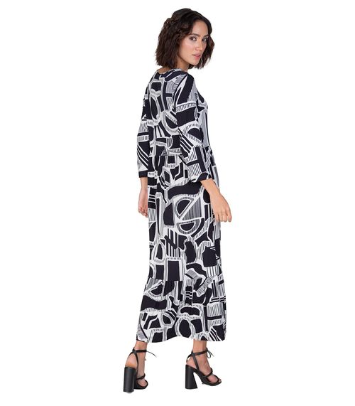 Vestido Midi Estampado Feminino Infinita Cor Preto