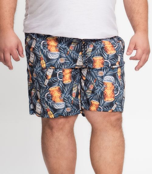Bermuda Microfibra Elastano Estampada Nellonda Azul