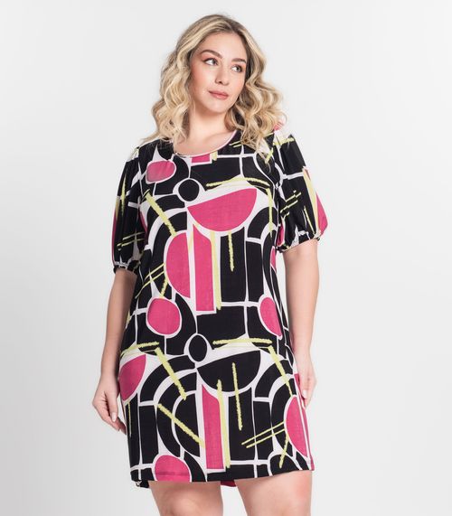 Vestido Malha Fria Plus Infinita Cor Preto