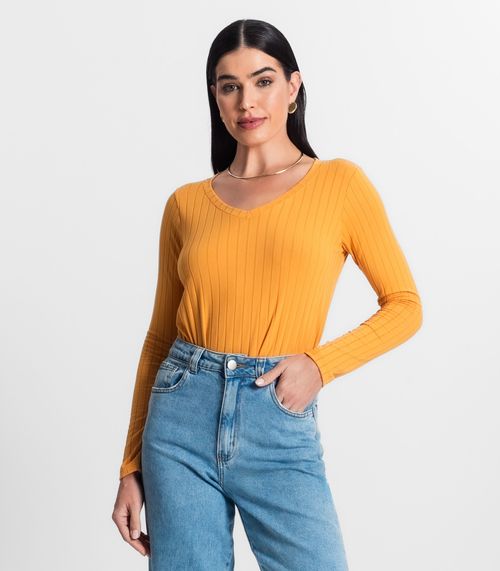 Blusa Manga Longa Infinita Cor Amarelo