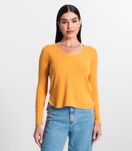Blusa Manga Longa Infinita Cor Amarelo