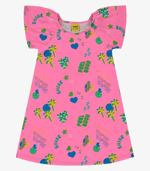 Vestido Infantil Estampado Rovi Kids Rosa