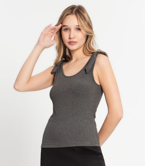 Regata Canelada Feminina Select Cinza