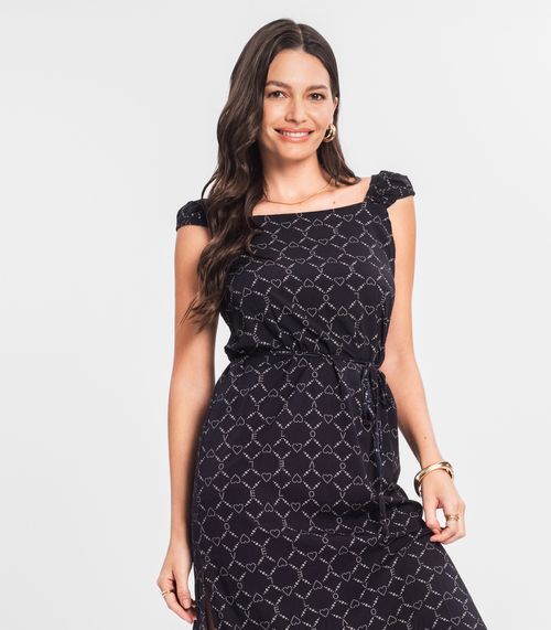 Vestido Midi Viscose Select Preto