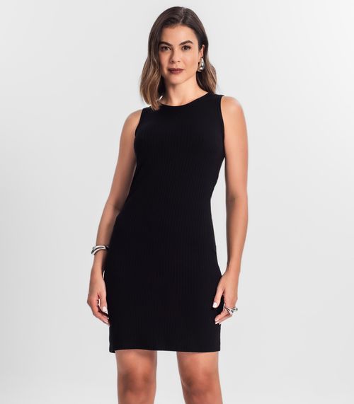 Vestido Regata Canelado Select Preto