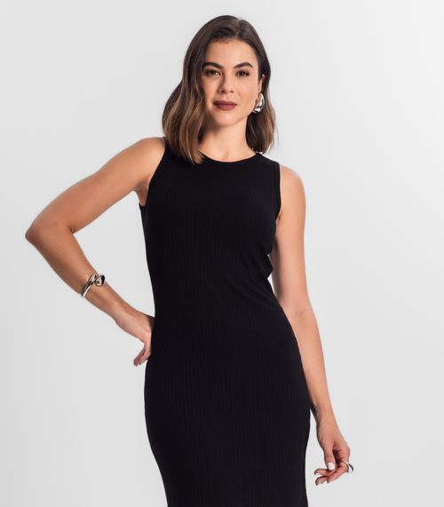 Vestido Regata Canelado Select Preto