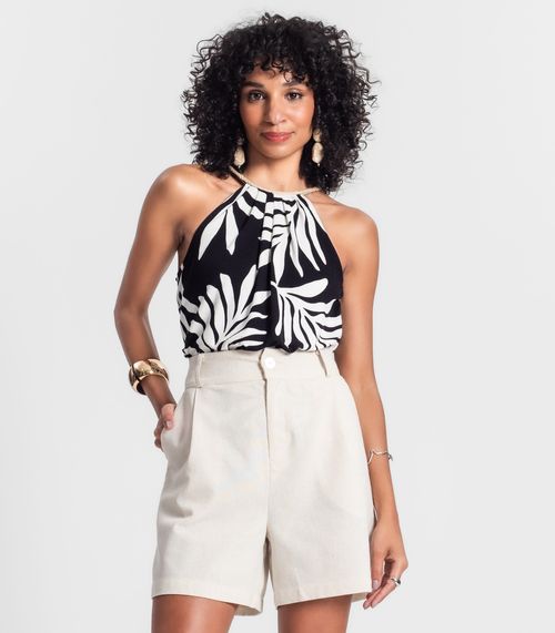 Blusa Feminina De Alça Floral Rovitex Preto