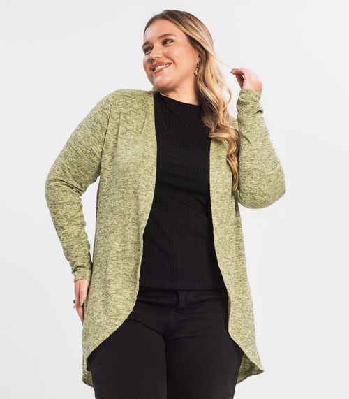 Cardigan Feminino Plus Alongado Infinita Cor Amarelo