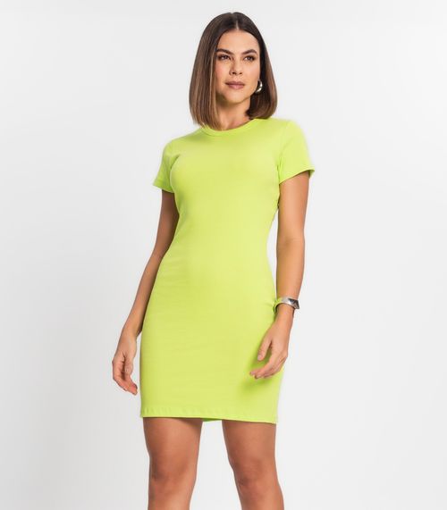 Vestido Acinturado Em Ribana Canelada Rovitex Verde
