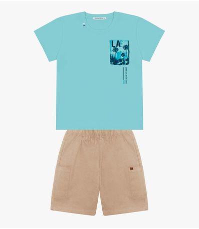 Conjunto Infantil Camiseta Com Bermuda Trick Nick Marrom
