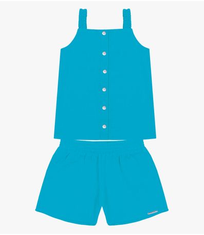 Conjunto Infantil Blusa Com Shorts Trick Nick Azul