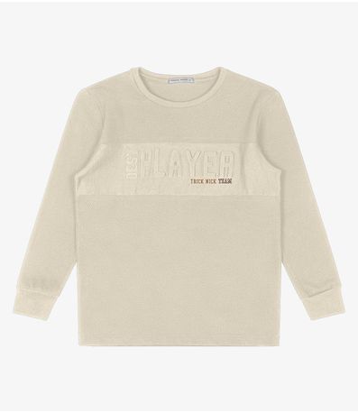 Camiseta Infantil Manga Longa Trick Nick Bege