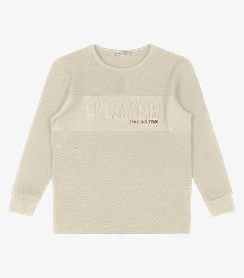 Camiseta Infantil Manga Longa Trick Nick Bege
