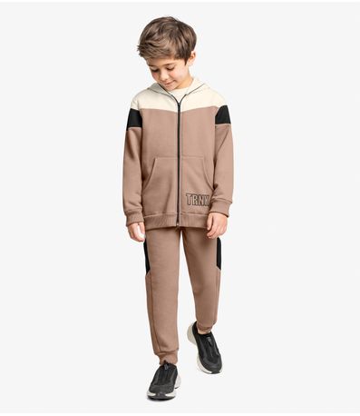 Conjunto Jaqueta Com Capuz e Calça Trick Nick Marrom