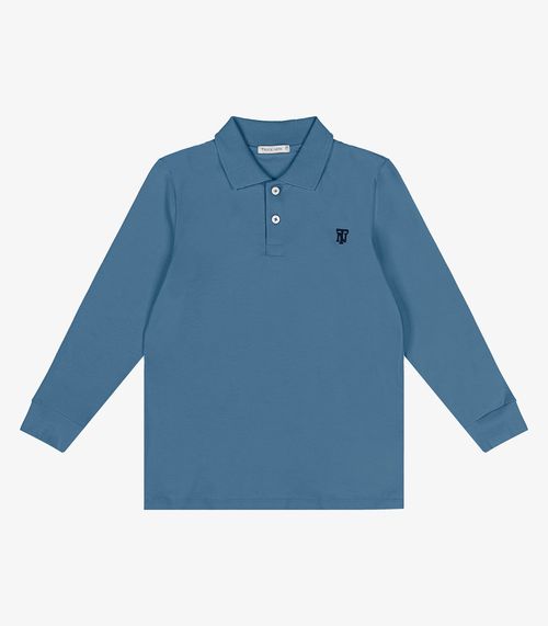 Polo Infantil Masculino Manga Longa Trick Nick Azul