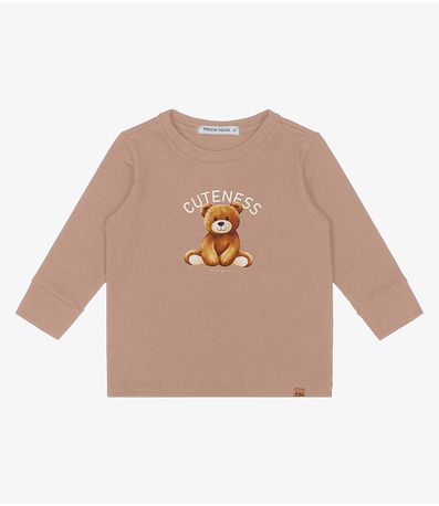 Camiseta Infantil Manga Longa Trick Nick Marrom