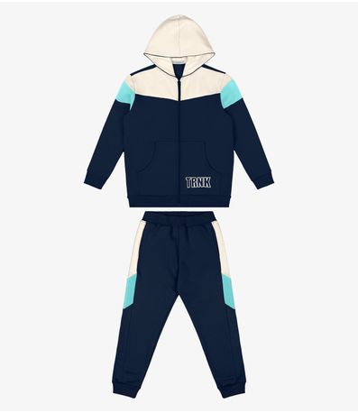 Conjunto Jaqueta Com Capuz e Calça Trick Nick Azul