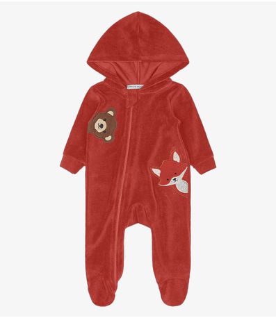 Macacão Infantil Com Capuz em Plush Trick Nick Laranja