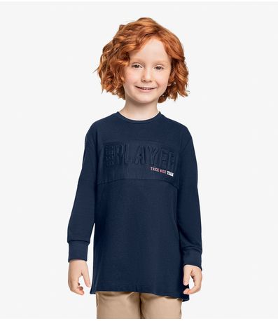 Camiseta Infantil Manga Longa Trick Nick Azul