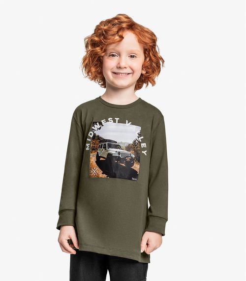 Camiseta Infantil Manga Longa Trick Nick Verde
