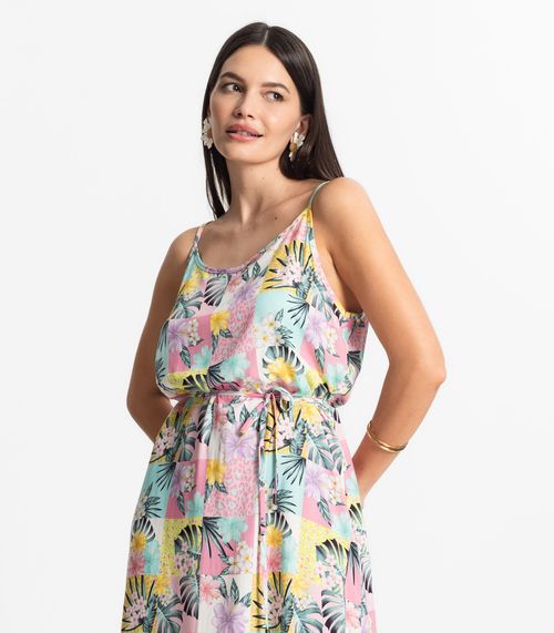 Vestido Midi Feminino Estampado Select Rosa