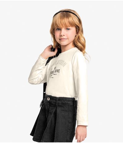 Conjunto Blusa com Shorts Saia Jeans Trick Nick Bege