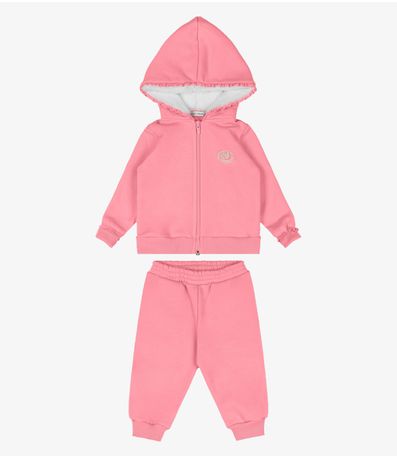 Conjunto Jaqueta Com Capuz e Calça Trick Nick Rosa