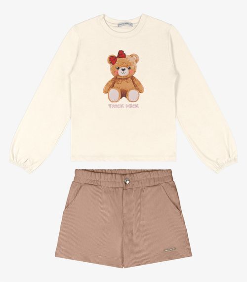 Conjunto Blusa Com Shorts Trick Nick Bege