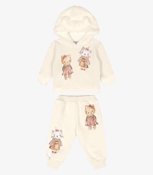 Conjunto blusão com capuz e calça Trick Nick Bege