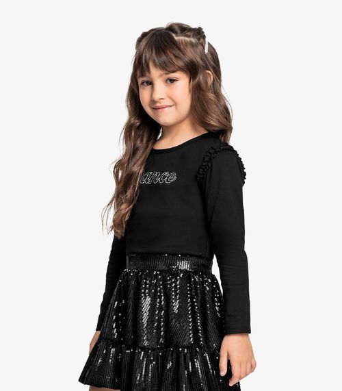 Conjunto Infantil Blusa Com Saia Trick Nick Preto