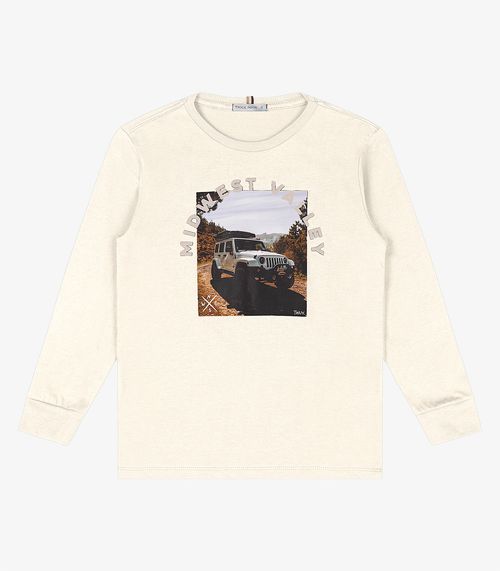 Camiseta Infantil Manga Longa Trick Nick Bege